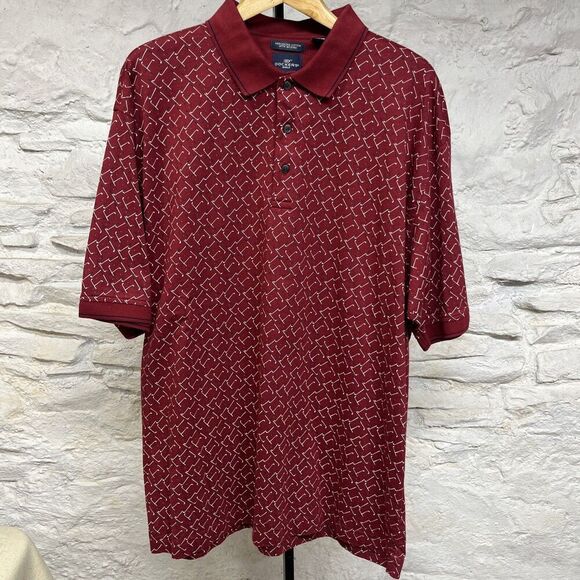 Dockers Golf Club Polo Mercerized Cotton All Over Print AOP Graphic Vintage XL - Picture 1 of 7